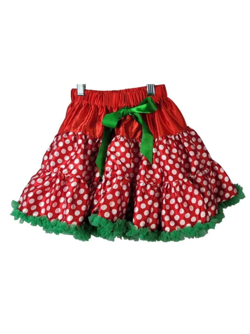 Girls Christmas 2 Piece Outfit Full Skirt Red Green Size 6 130 Long Sleeve Top
